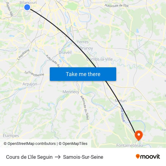 Cours de L'Ile Seguin to Samois-Sur-Seine map