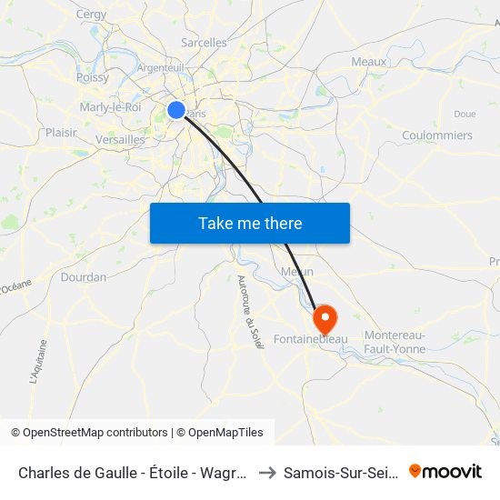 Charles de Gaulle - Étoile - Wagram to Samois-Sur-Seine map