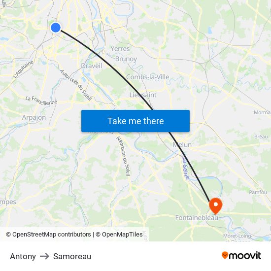 Antony to Samoreau map
