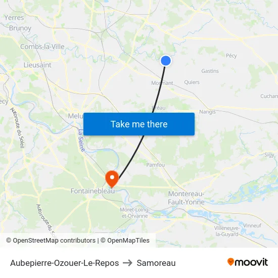 Aubepierre-Ozouer-Le-Repos to Samoreau map