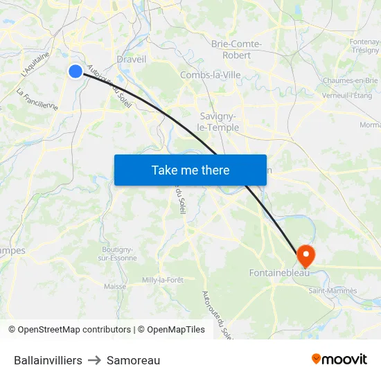 Ballainvilliers to Samoreau map