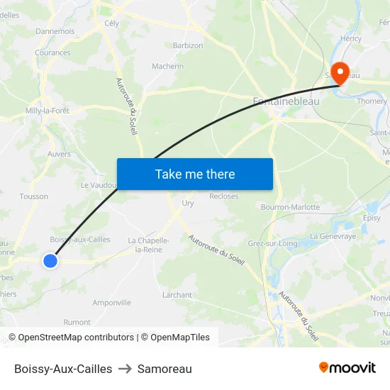 Boissy-Aux-Cailles to Samoreau map
