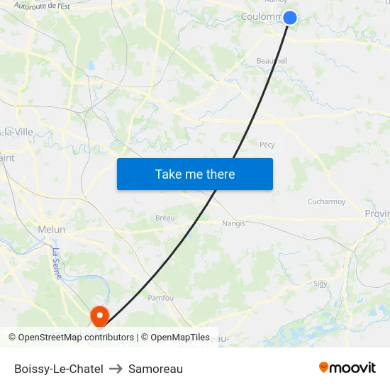 Boissy-Le-Chatel to Samoreau map