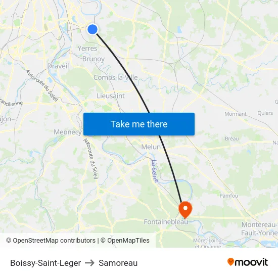 Boissy-Saint-Leger to Samoreau map
