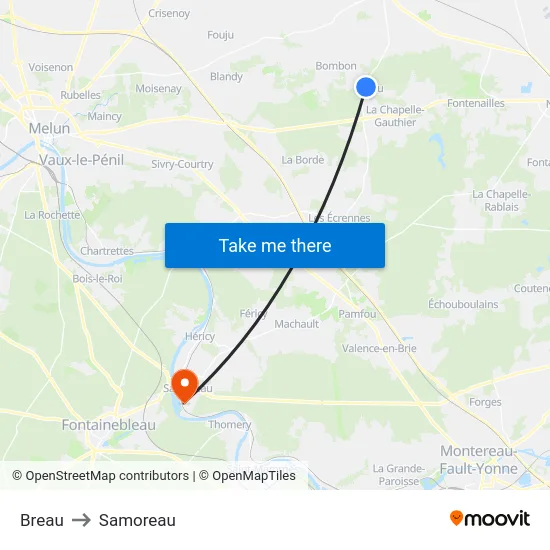 Breau to Samoreau map
