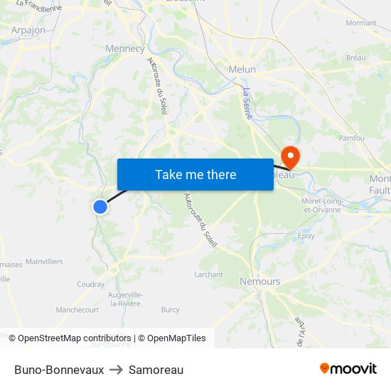 Buno-Bonnevaux to Samoreau map