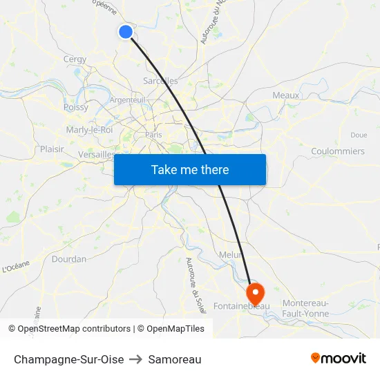 Champagne-Sur-Oise to Samoreau map