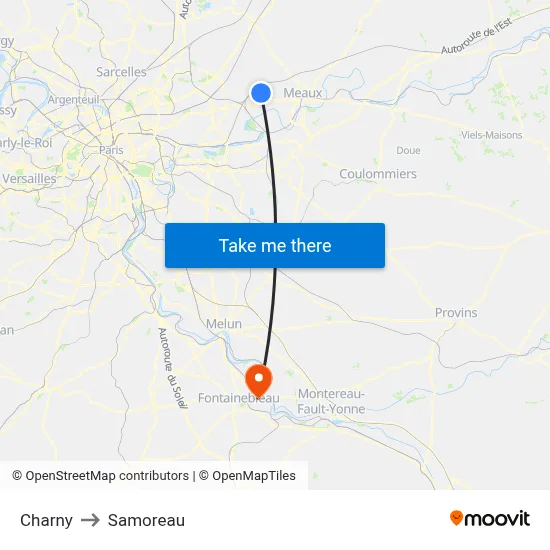 Charny to Samoreau map