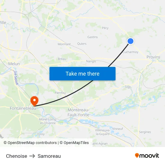 Chenoise to Samoreau map