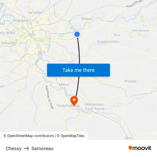 Chessy to Samoreau map
