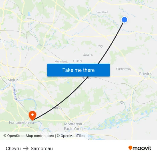 Chevru to Samoreau map