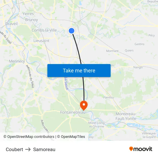 Coubert to Samoreau map