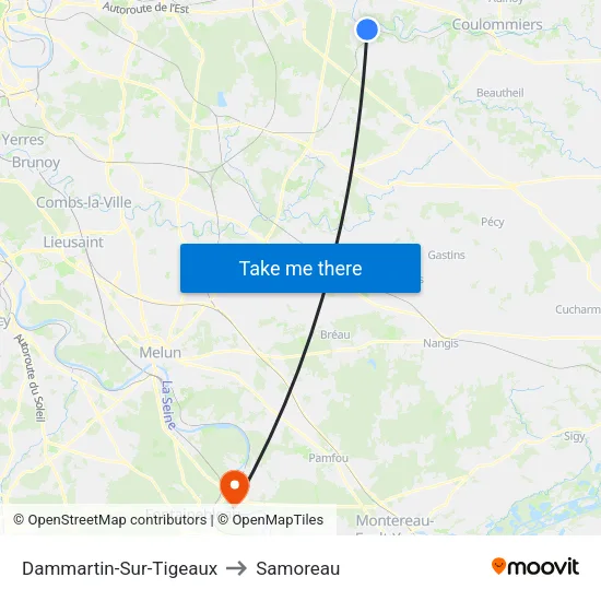 Dammartin-Sur-Tigeaux to Samoreau map