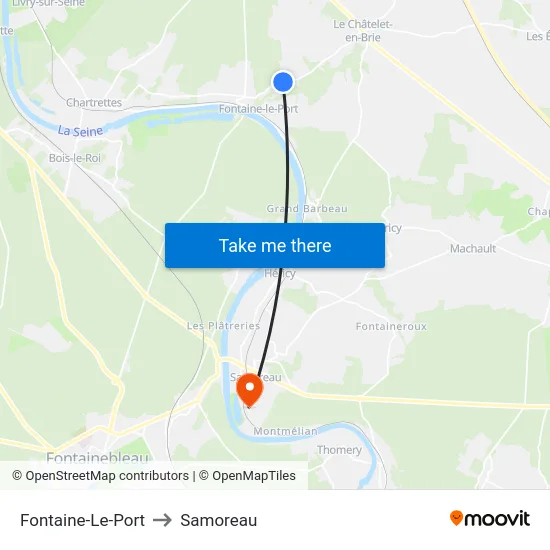 Fontaine-Le-Port to Samoreau map