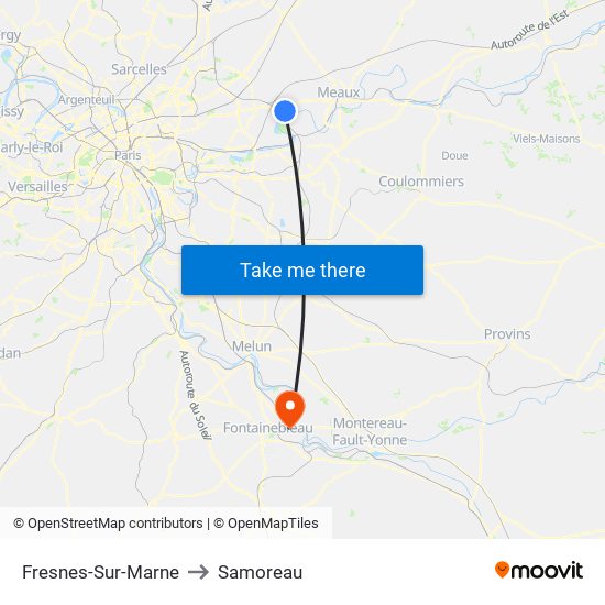 Fresnes-Sur-Marne to Samoreau map