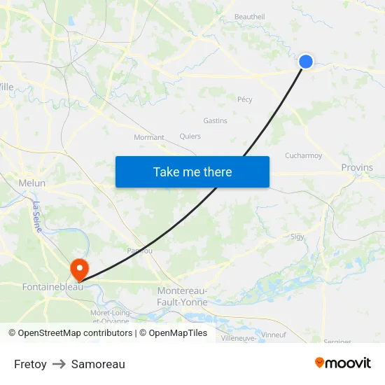 Fretoy to Samoreau map