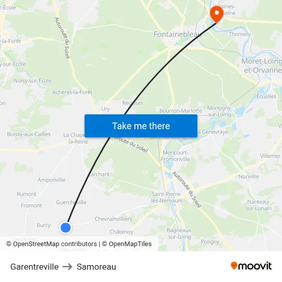 Garentreville to Samoreau map