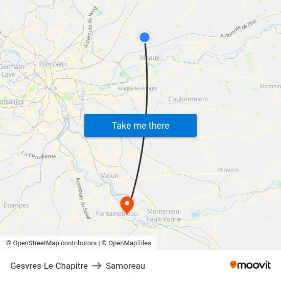 Gesvres-Le-Chapitre to Samoreau map