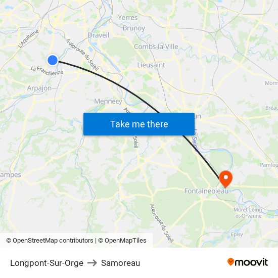 Longpont-Sur-Orge to Samoreau map