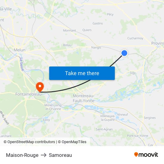 Maison-Rouge to Samoreau map