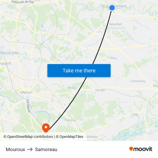 Mouroux to Samoreau map