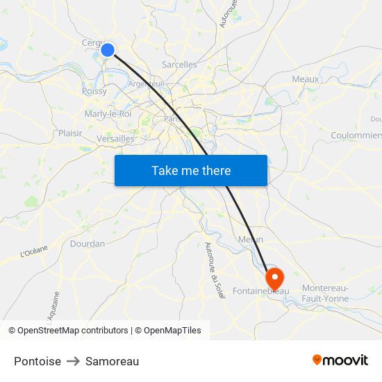 Pontoise to Samoreau map