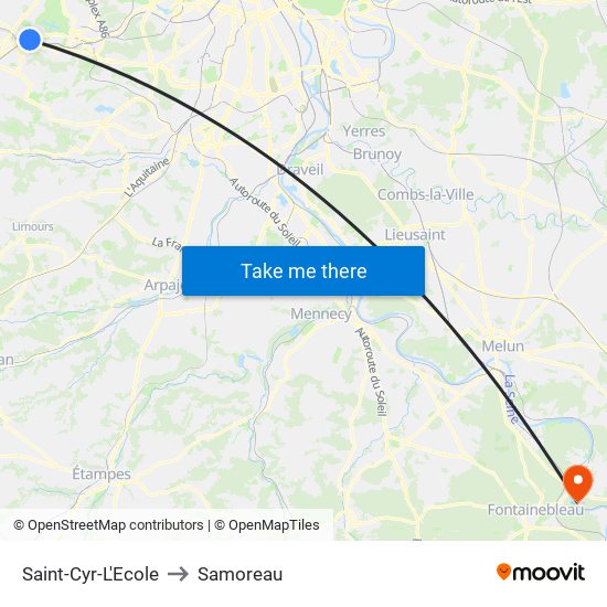 Saint-Cyr-L'Ecole to Samoreau map