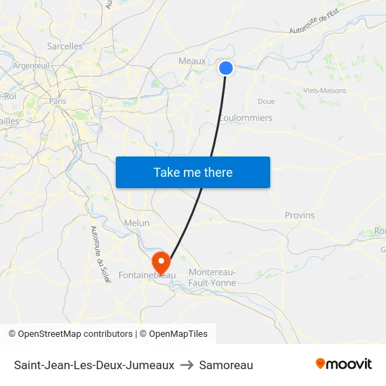 Saint-Jean-Les-Deux-Jumeaux to Samoreau map