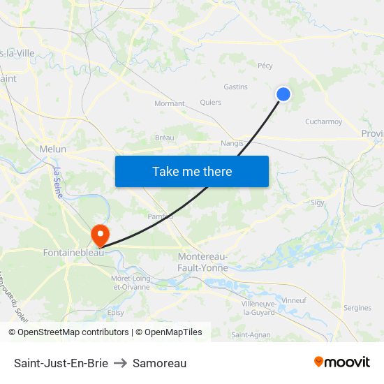 Saint-Just-En-Brie to Samoreau map