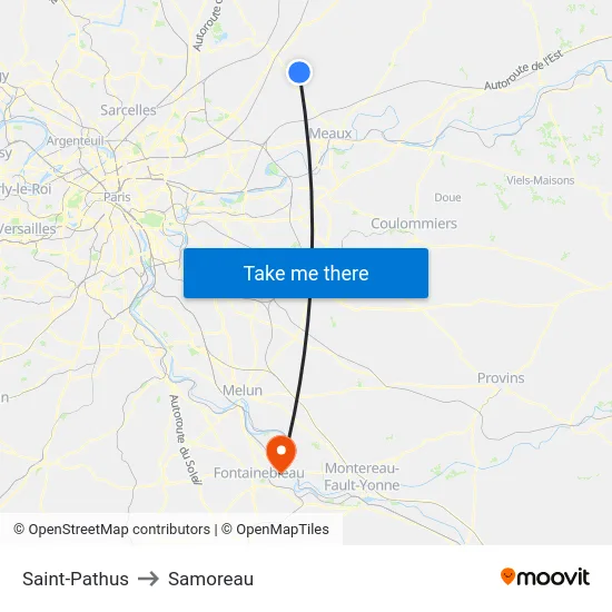 Saint-Pathus to Samoreau map