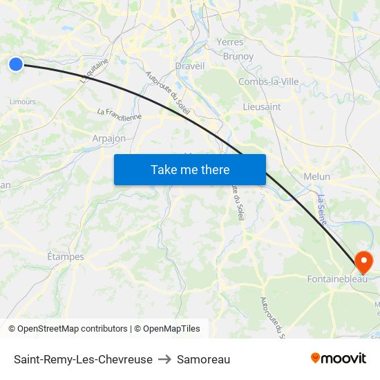 Saint-Remy-Les-Chevreuse to Samoreau map