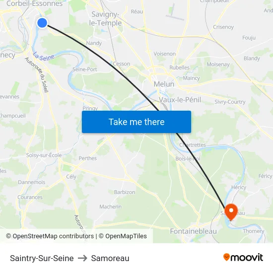 Saintry-Sur-Seine to Samoreau map