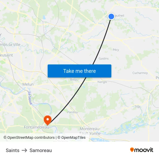 Saints to Samoreau map