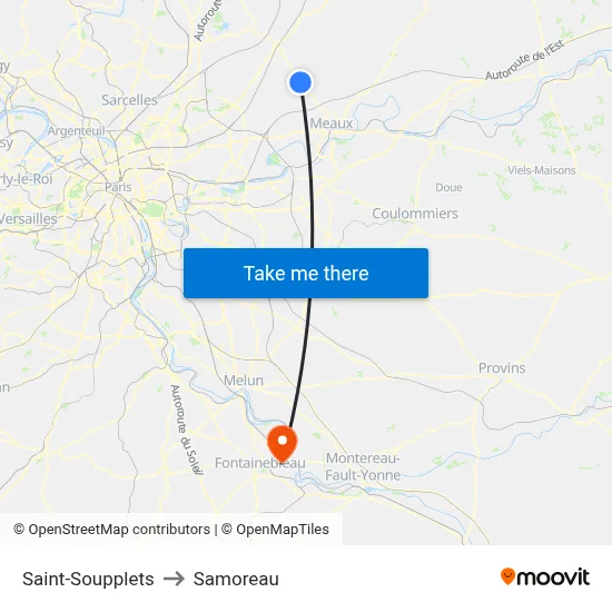 Saint-Soupplets to Samoreau map