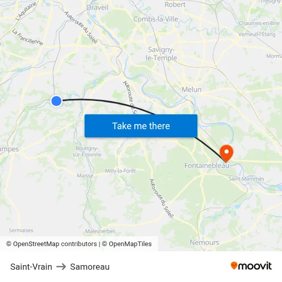 Saint-Vrain to Samoreau map