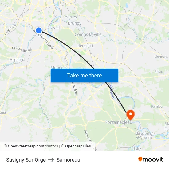Savigny-Sur-Orge to Samoreau map