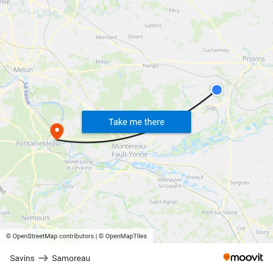 Savins to Samoreau map