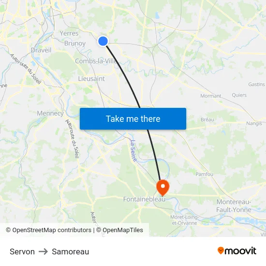 Servon to Samoreau map
