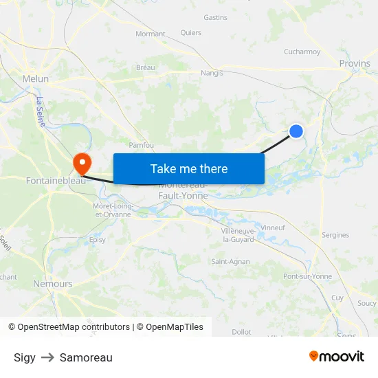 Sigy to Samoreau map
