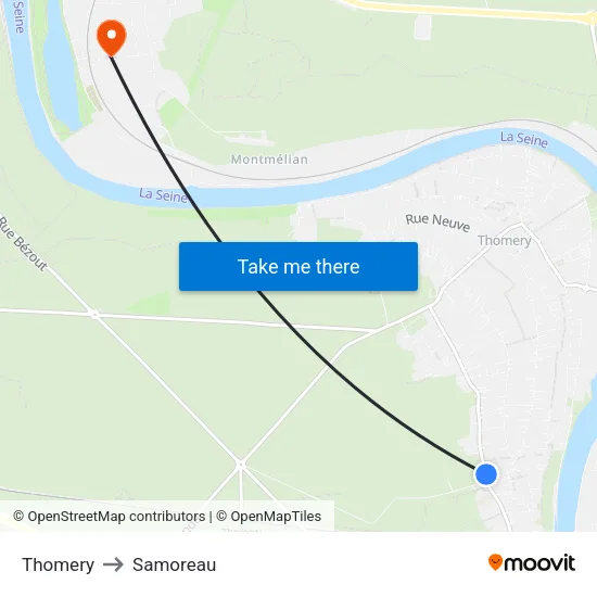 Thomery to Samoreau map