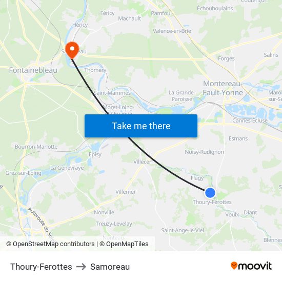 Thoury-Ferottes to Samoreau map
