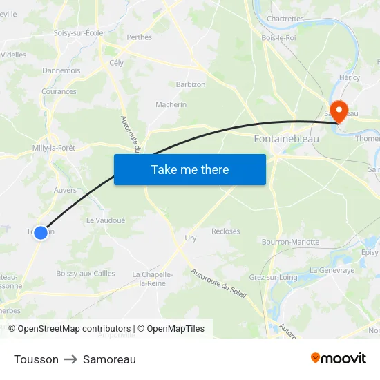 Tousson to Samoreau map