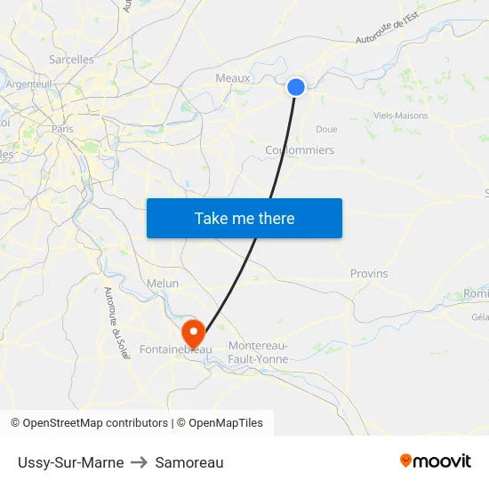 Ussy-Sur-Marne to Samoreau map