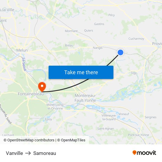 Vanville to Samoreau map