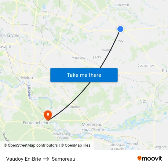 Vaudoy-En-Brie to Samoreau map