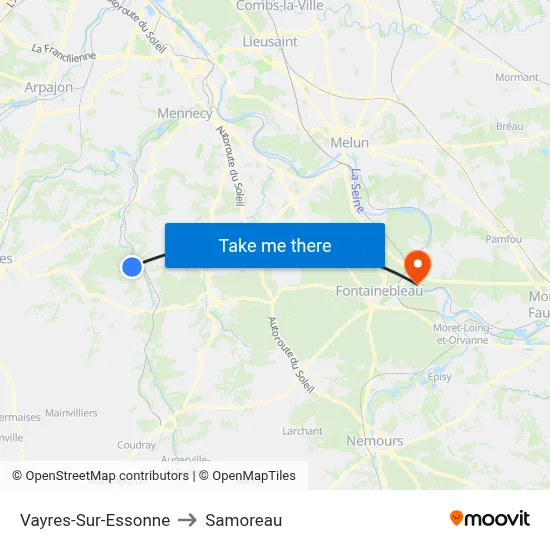 Vayres-Sur-Essonne to Samoreau map