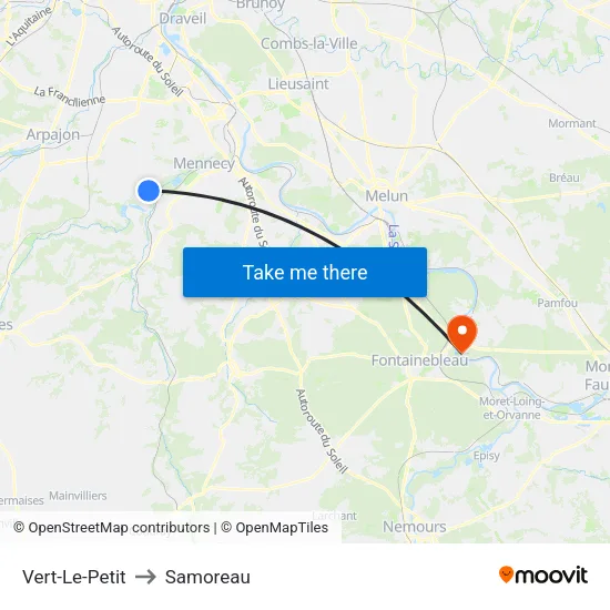 Vert-Le-Petit to Samoreau map