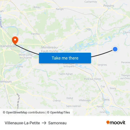 Villenauxe-La-Petite to Samoreau map