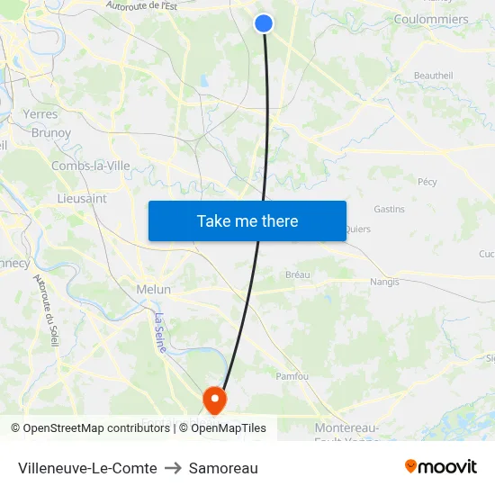 Villeneuve-Le-Comte to Samoreau map