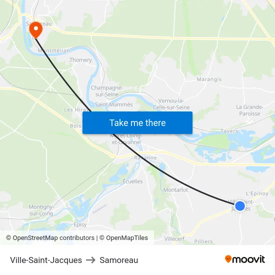 Ville-Saint-Jacques to Samoreau map